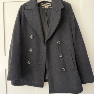 Kristen Blake Black Wool Double-Breasted Peacoat